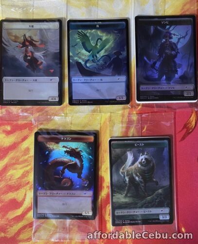 1st picture of MTG Japan limited Promo FOIL Token 5 Set Dominaria United Angel Beast Dragon etc For Sale in Cebu, Philippines