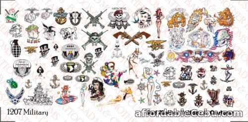 1st picture of 1/12 Scale Waterslide Decals for Action Figure tattoos: Military themed designs For Sale in Cebu, Philippines