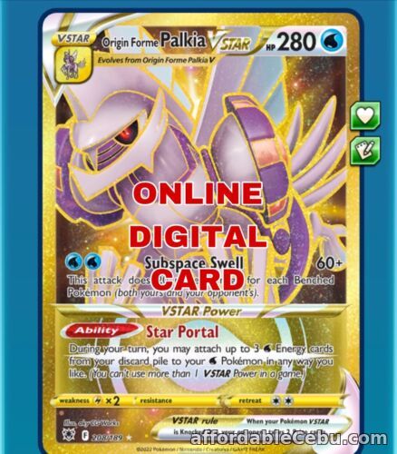 1st picture of Origin Forme Palkia VSTAR 208/189 SR Pokemon TCG Online Card PTCGO Digital For Sale in Cebu, Philippines