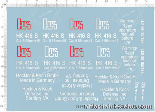 1st picture of Detail Up 1/1 hk 416 d s m4 m1911 heckler Model Kit Water Decal 10*14cm 62974 For Sale in Cebu, Philippines