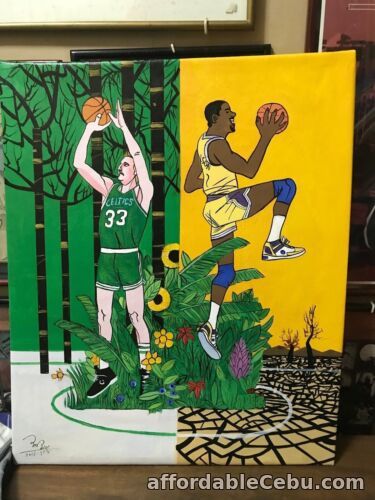 1st picture of Magic Johnson and Larry Bird Oil Painting on Canvass 20" x 24" #M&B01 For Sale in Cebu, Philippines