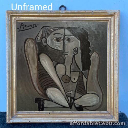 1st picture of Pablo PICASSO(1881-1973) Stunning!Vintage Oil Painting on Table Wood-Hand Signed For Sale in Cebu, Philippines