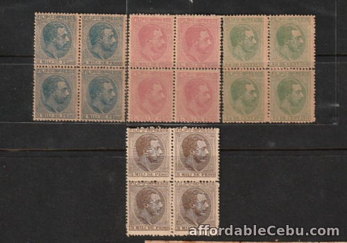 1st picture of Philippines Spain 1888 Alfonso XII Impresos 4 values complete set Bloc/4 mint NH For Sale in Cebu, Philippines