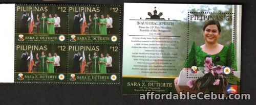 1st picture of 2022 Philippines SARA Duterte Inaugural Block/4 + SS mint NH For Sale in Cebu, Philippines