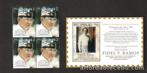 1st picture of 2022 Philippines NSCM Fidel Ramos Block/4 + SS mint NH For Sale in Cebu, Philippines