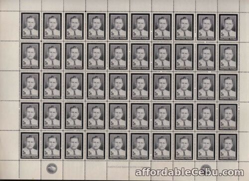 1st picture of Philippines 1957 President Ramon Magsaysay Mourning complete sheet/50 Mint For Sale in Cebu, Philippines