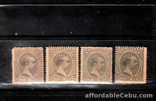 1st picture of Philippines Spain 1894 King Alfonso XIII 2 4/8 cent 4 diff color Varieties mint For Sale in Cebu, Philippines