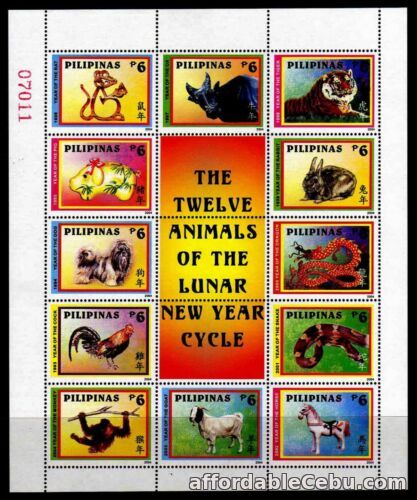 1st picture of Philippines 12 animals of China New Year Zodiac sheetlet/15 with Label MNH For Sale in Cebu, Philippines