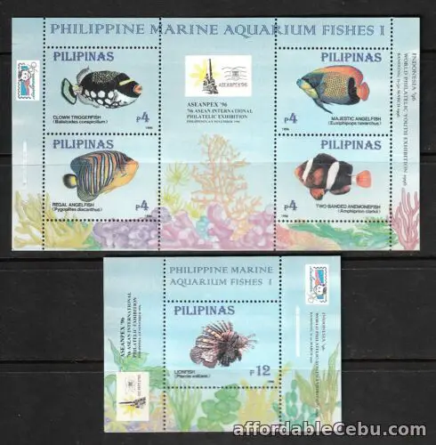 1st picture of Philippine 1996 Marine Aquarium Fish LIONFISH Ovpt INDOPEX 2 S/S Mint NH For Sale in Cebu, Philippines