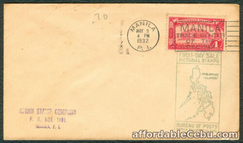 1st picture of 1932 Philippines BUREAU OF POST FIRST DAY-SALE PICTORIAL STAMPS Cover - A For Sale in Cebu, Philippines