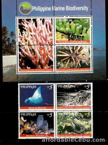1st picture of Philippines 1999 Marine Biodiversity Corals, Manta Ray B/4 + S/S mint NH For Sale in Cebu, Philippines