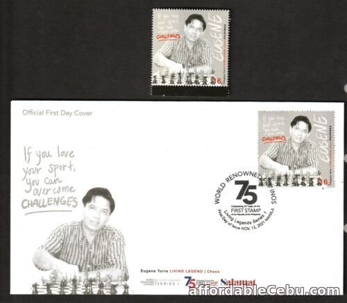1st picture of 2021 Philippine Chess Champion Living Legend EUGENE TORRE 1 value + FDC For Sale in Cebu, Philippines