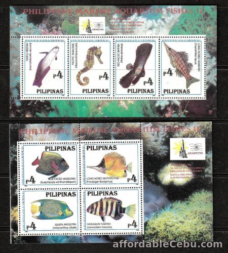 1st picture of Philippine 1996 Marine Aquarium Fish Seahorse Queen Angelfish 2 S/S Mint NH For Sale in Cebu, Philippines