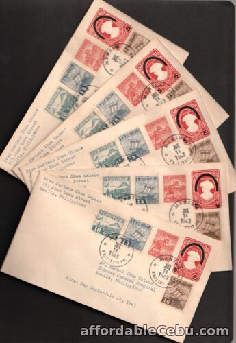 1st picture of Philippines 1943 Japan Occupation Definitive July 14, 1943 (lot of 5) First DayC For Sale in Cebu, Philippines