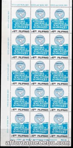1st picture of Philippine 1988 International Conf. Newly Restored DEMOCRACY sheetlet/15 mint NH For Sale in Cebu, Philippines