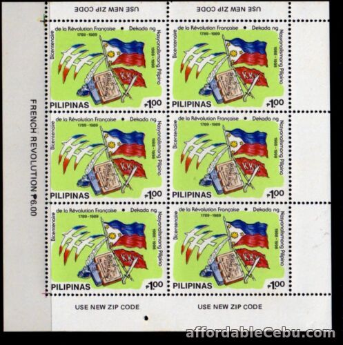 1st picture of Philippines 1988 French Revolution Flag KKK sheetlet/6 mint NH For Sale in Cebu, Philippines