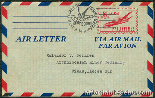 1st picture of 1951 Philippines AIR LETTER AIR MAIL First Day Cover For Sale in Cebu, Philippines