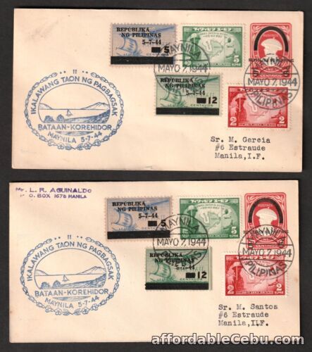 1st picture of Philippines 1944 Japan Occ 1st + 2nd fall Bataan & Corregidor cancel FDC X2 For Sale in Cebu, Philippines