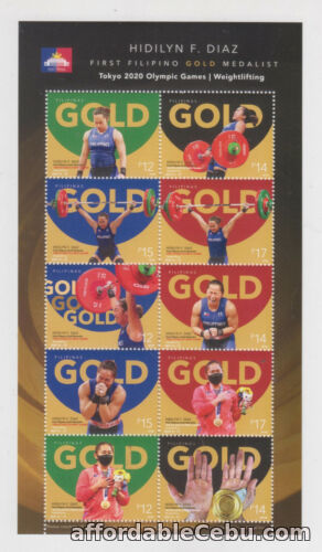 1st picture of Philippine Stamps 2021 Hidilyn Diaz, First Filipino Olympic Gold Medalist,sheet For Sale in Cebu, Philippines
