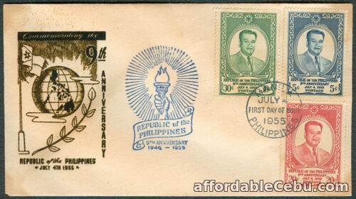 1st picture of 1955 COMMEMORATING 9th Anniversary REPUBLIC OF THE PHILIPPINES First Day Cover For Sale in Cebu, Philippines