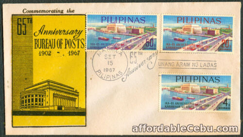 1st picture of 1967 Philippines 65TH ANNIVERSARY OF BUREAU OF POST First Day Cover - A For Sale in Cebu, Philippines