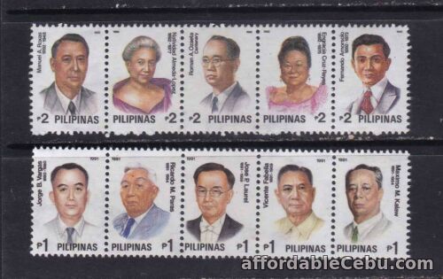 1st picture of Philippines 1991-1992 Great Filipinos Manuel Roxas, Laurel 2X strip/5 mint NH For Sale in Cebu, Philippines
