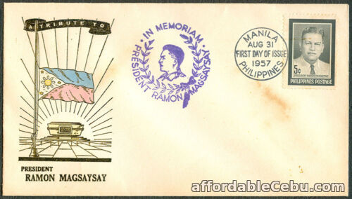 1st picture of 1957 Philippines A TRIBUTE TO PRESIDENT RAMON MAGSAYSAY First Day Cover - B For Sale in Cebu, Philippines