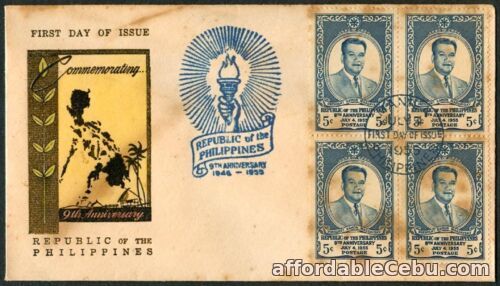 1st picture of 1955 Commemorative 9th Anniversary of Republic of the Philippines FDC – A For Sale in Cebu, Philippines