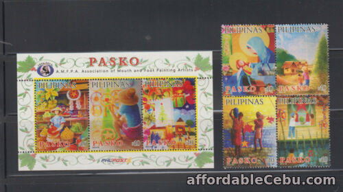 1st picture of Philippine Stamps 2013 Christmas (Paintings by Foot & Mouth Artists) Complete Se For Sale in Cebu, Philippines