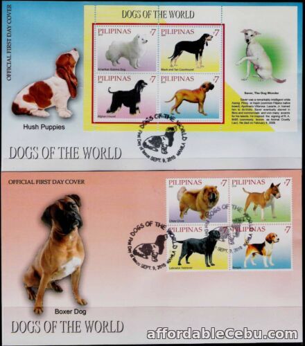 1st picture of 2010 Philippines Dogs of the World 4 values + S/S on FDC For Sale in Cebu, Philippines