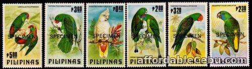 1st picture of Philippines SPECIMEN 1984 BIRDS Parrot 6 values complete set mint NH For Sale in Cebu, Philippines