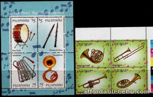 1st picture of Philippine MUSIC 2001 Musical Instruments 4 values + S/S complete set Mint NH For Sale in Cebu, Philippines