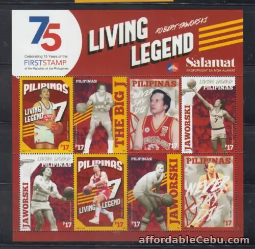 1st picture of Philippine Stamps 2021 Robert Jaworski, Living Legend sheet of 8 MNH For Sale in Cebu, Philippines