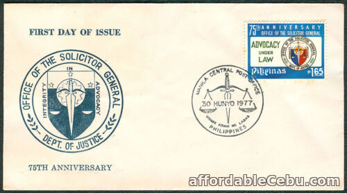 1st picture of 1977 Philippines 75th ANNIVERSARY Office Of The Solicitor General FDC For Sale in Cebu, Philippines