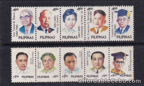 1st picture of Philippines 1989-1990 Great Filipinos Elpidio Quirino, Recto 2X strip/5 mint NH For Sale in Cebu, Philippines