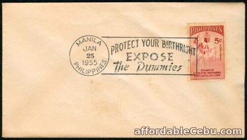 1st picture of Philippine 1955 Protect Your Birthright Expose The Dummies FIRST DAY COVER - A For Sale in Cebu, Philippines