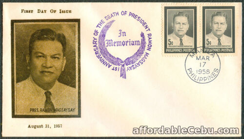 1st picture of 1958 Philippines PRESIDENT RAMON MAGSAYSAY First Day Cover For Sale in Cebu, Philippines