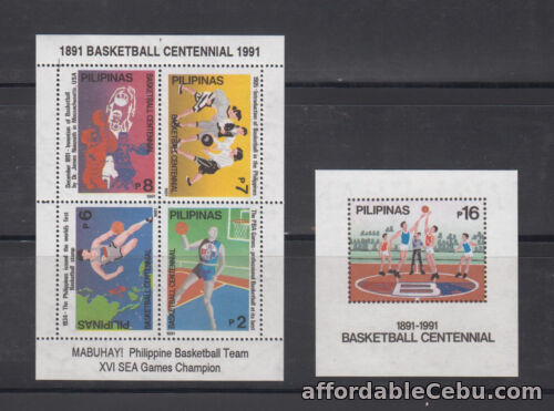 1st picture of Philippine Stamps 1991 Basketball Centenary  2 souvenir Sheets MNH For Sale in Cebu, Philippines