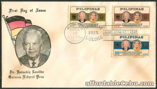 1st picture of 1965 Phil COMMEMORATING THE VISIT OF GERMANY PRESIDENT HEINRICH LUEBKE FDC - B For Sale in Cebu, Philippines