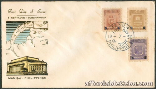 1st picture of 1956 Philippines 5 CENTAVOS SURCHARGED First Day Cover For Sale in Cebu, Philippines