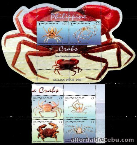 1st picture of 2008 Philippines  Marine Life CRABS Fuzzy SpongeCrab 4v + S/S  mint NH For Sale in Cebu, Philippines