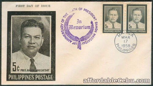 1st picture of 1958 PRESIDENT RAMON MAGSAYSAY PHILIPPINES POSTAGE First Day Cover For Sale in Cebu, Philippines