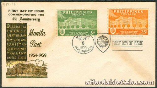1st picture of 1959 Phil COMMEMORATING THE 5TH ANNIVERSARY MANILA PACT First Day Cover - B For Sale in Cebu, Philippines