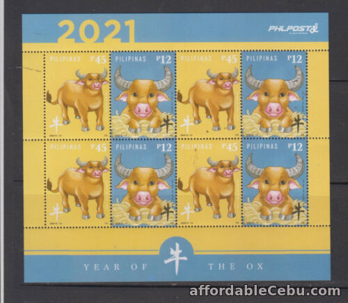 1st picture of Philippine Stamps 2020 (2021) Year of the Ox set sheetlet. MNH For Sale in Cebu, Philippines