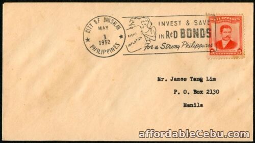 1st picture of 1952 Fight Inflation Invest & Save in R&B Bonds For A Strong Philippines FDC For Sale in Cebu, Philippines