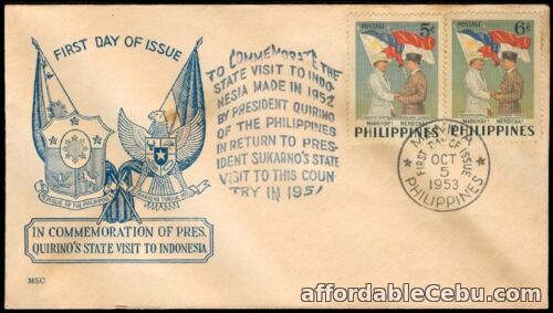 1st picture of Philippine 1953 State Visit in Indonesia FDC – A For Sale in Cebu, Philippines