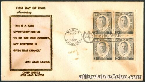 1st picture of Philippine 1960 Honoring Chief Justice JOSE ABAD SANTOS FDC – A For Sale in Cebu, Philippines