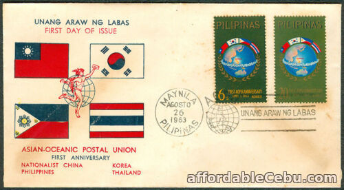 1st picture of 1963 Philippines ASIAN-OCEANIC POSTAL UNION First Anniversary FIRST DAY COVER For Sale in Cebu, Philippines