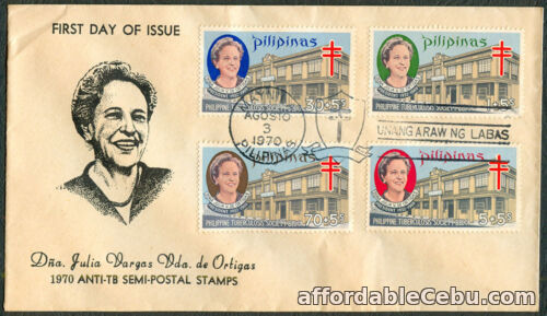 1st picture of 1970 Philippines ANTI-TB SEMI-POSTAL STAMPS Julia V. De Ortigas First Day Cover For Sale in Cebu, Philippines