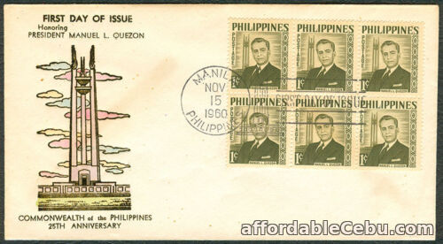 1st picture of 1960 Philippines HONORING PRES. MANUEL L. QUEZON First Day Cover For Sale in Cebu, Philippines